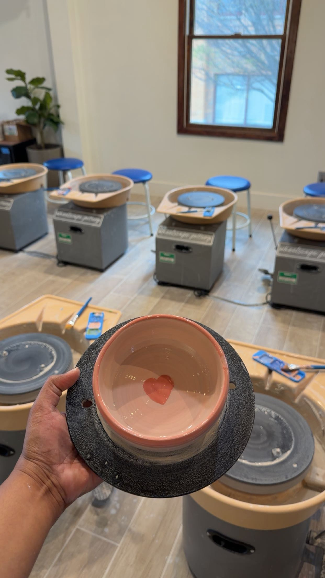 Handmade pottery bowl with heart