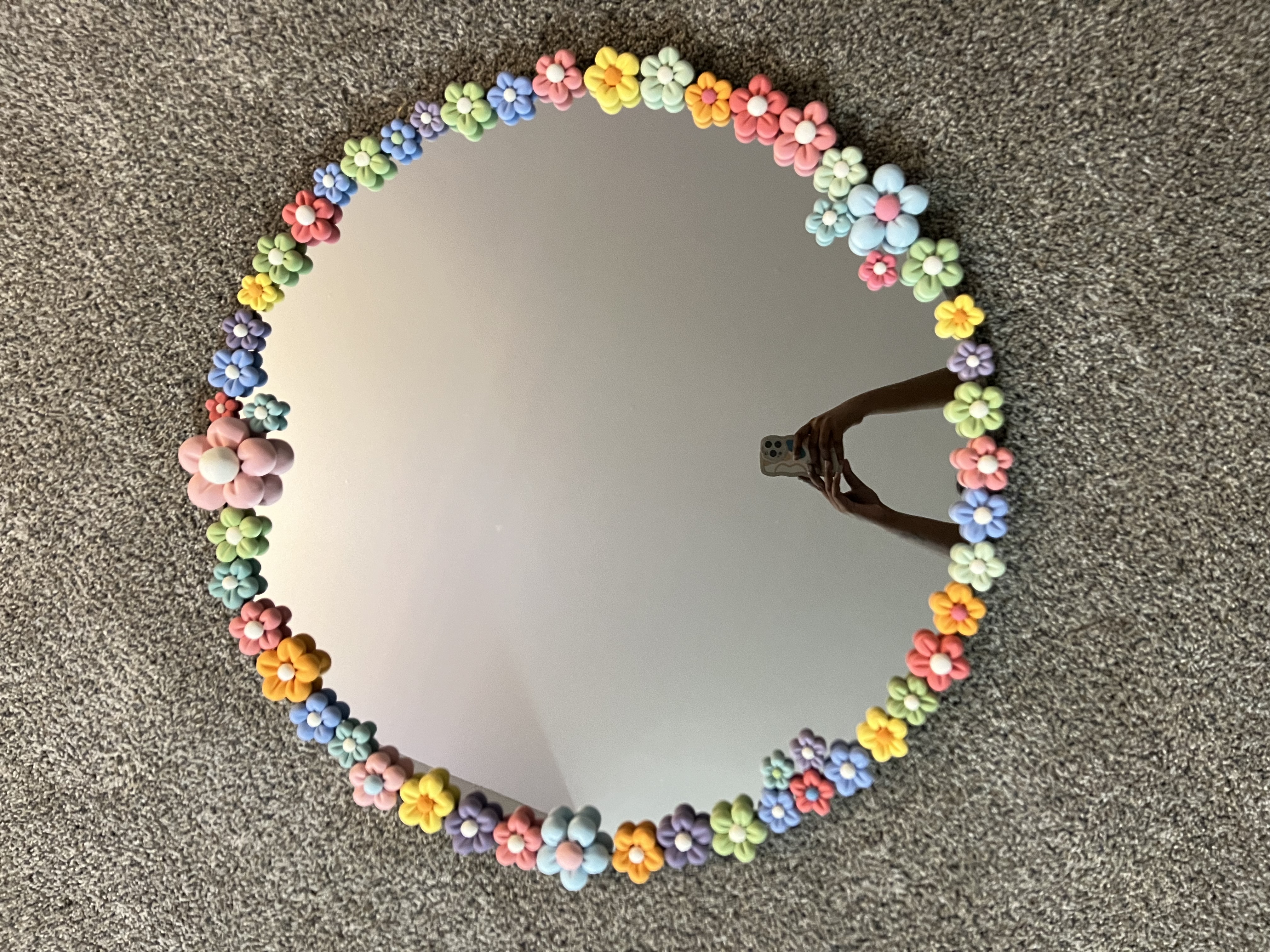 Clay flower mirror I made