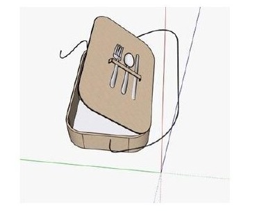 To-Go Box 3D model — closed lid with cutlery icon